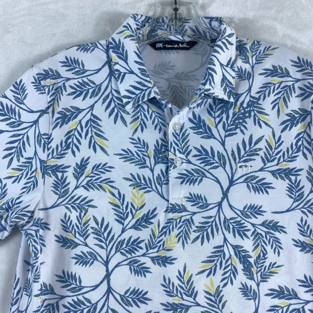 Travis Mathew Polo Shirt Top Sz S All Over Floral Print Golf Pima Cotton Blend